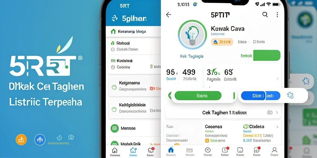 Screenshot utama 5RT menampilkan fitur cek tagihan listrik dengan mudah.
