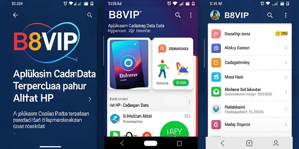 Antarmuka utama B8VIP dengan fitur cadangan data yang mudah digunakan.