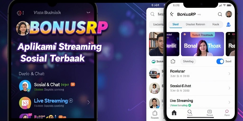 Antarmuka aplikasi BONUSRP yang menarik saat Live Streaming.