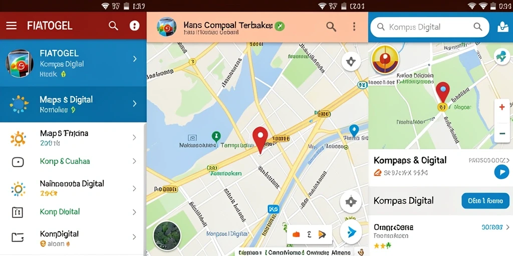 Tampilan utama FIATOGEL yang menunjukkan arah dan lokasi.