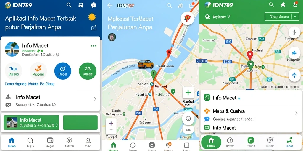 Screenshot aplikasi IDN789 menunjukkan antarmuka kondisi lalu lintas secara real-time.
