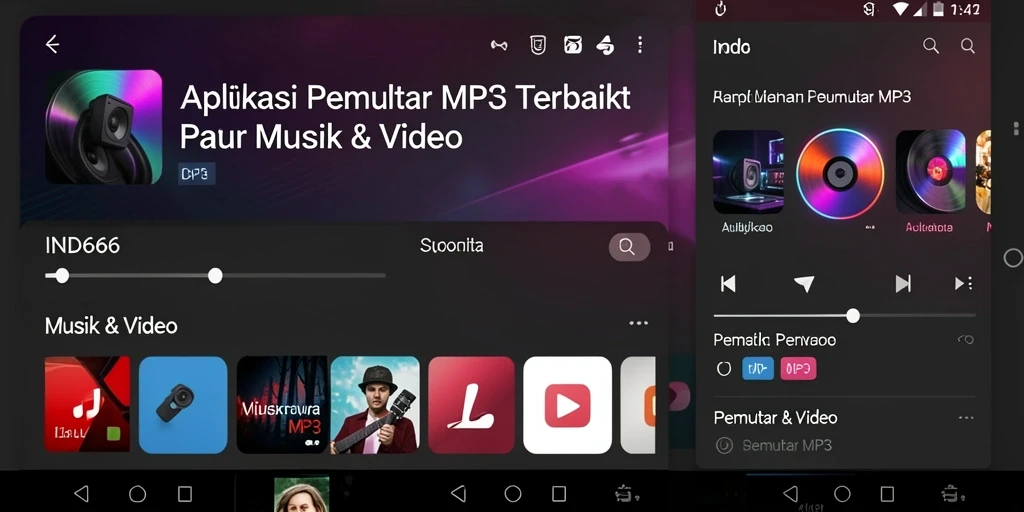 Tampilan antarmuka utama aplikasi Pemutar MP3 yang menarik dan mudah digunakan.