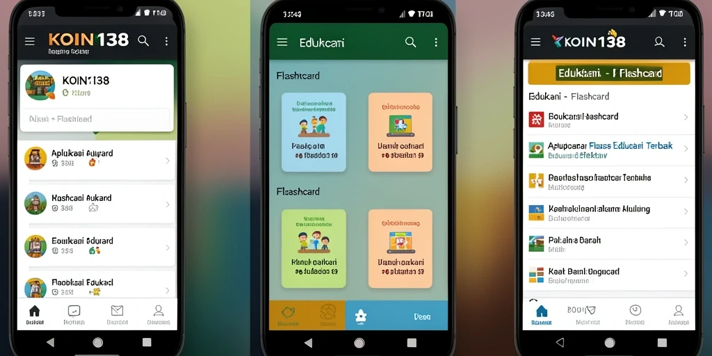 Antarmuka KOIN138 menampilkan berbagai fitur menarik untuk belajar flashcard.