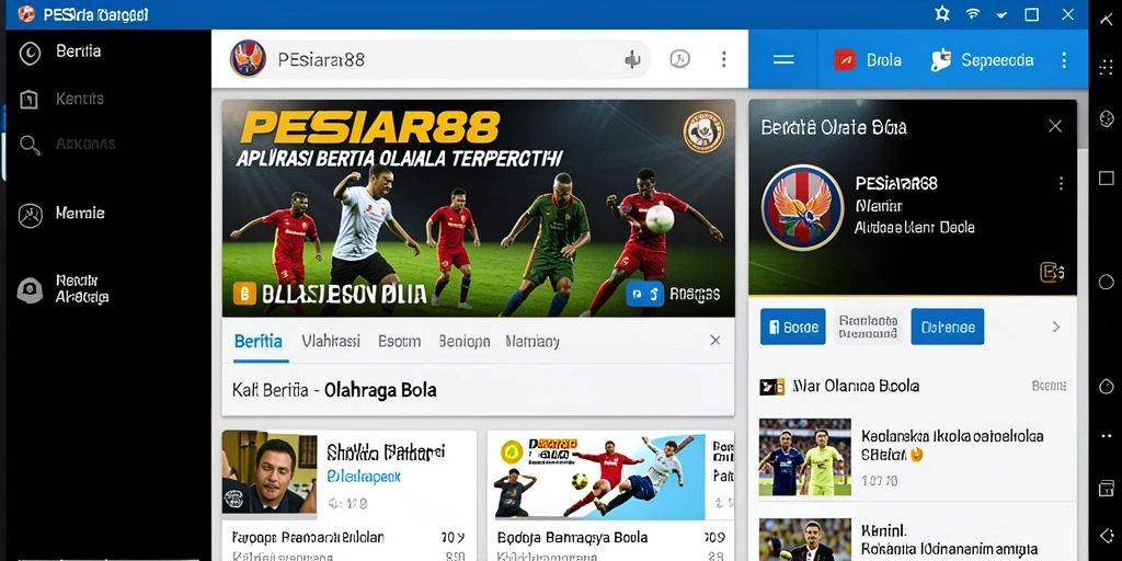 Tampilan utama PESIAR88 menampilkan berita terbaru dan fitur olahraga bola.