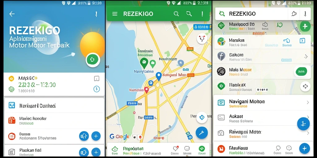Antarmuka aplikasi REZEKIGO untuk navigasi motor yang intuitif.
