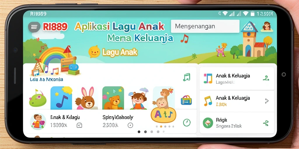 Antarmuka RI889 yang ceria dan interaktif untuk lagu anak.