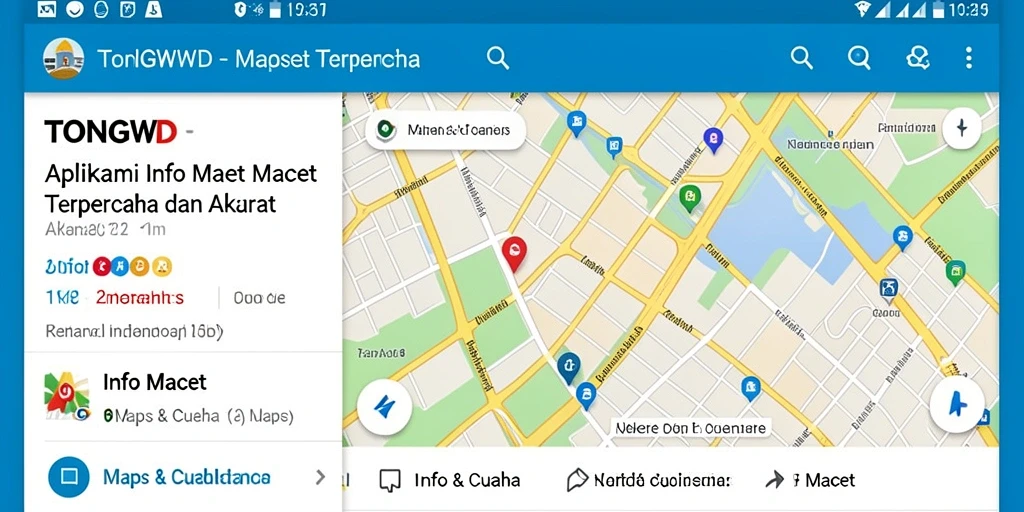 Antarmuka aplikasi TONGWD yang menampilkan informasi kemacetan lalu lintas.